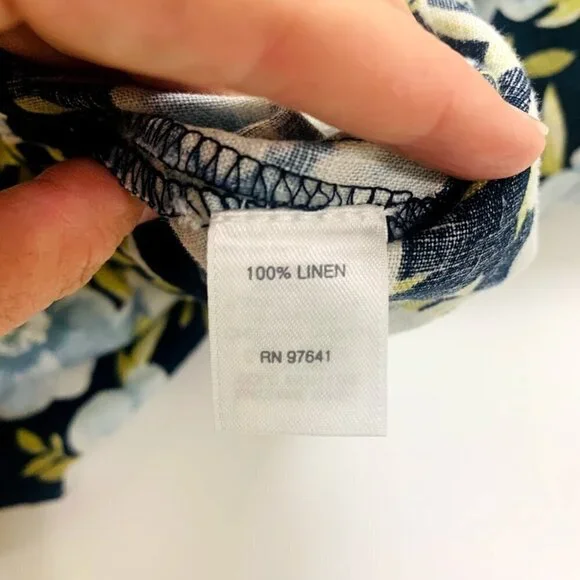 J. Jill Dress Love Linen Floral Hibiscus Shift Small Petite Tropical Hawaii Midi - Picture 8 of 11